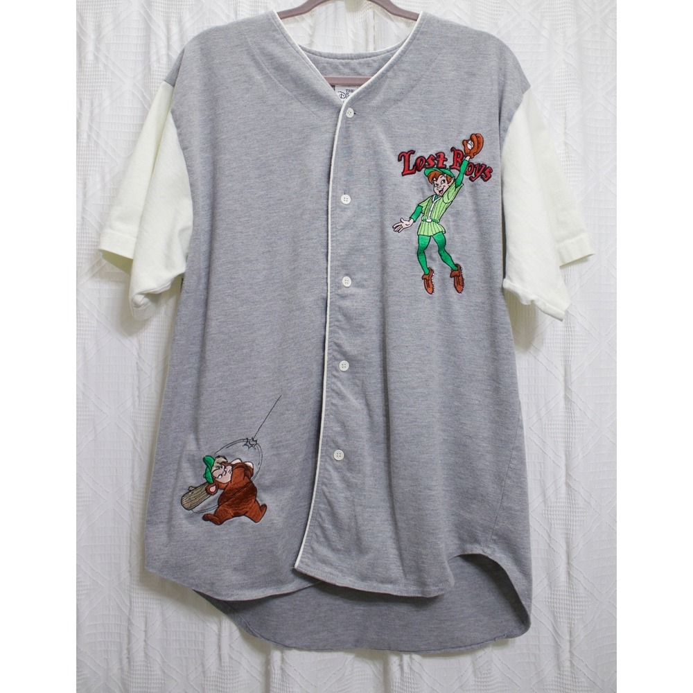 Vintage Disney Store Peter Pan Lost Boys‎ Gray Embroidered Jersey RARE READ